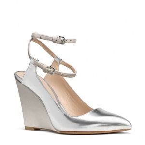 Coach Ollie Silver Wedges size 10